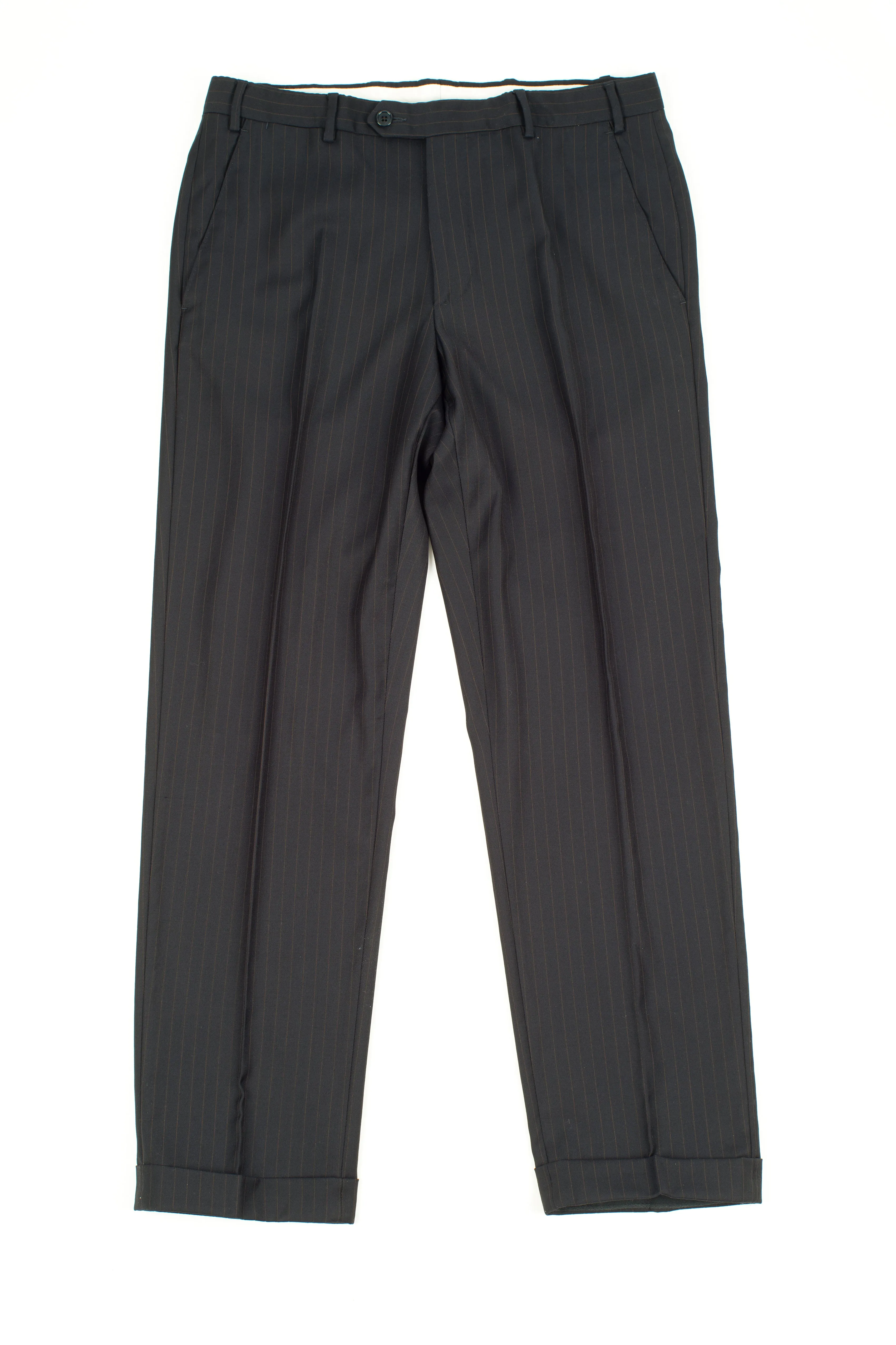 Lardini Super 130's Wool Navy Blue and Copper Striped 2 Pieces Suit, US 36R, EU 46R