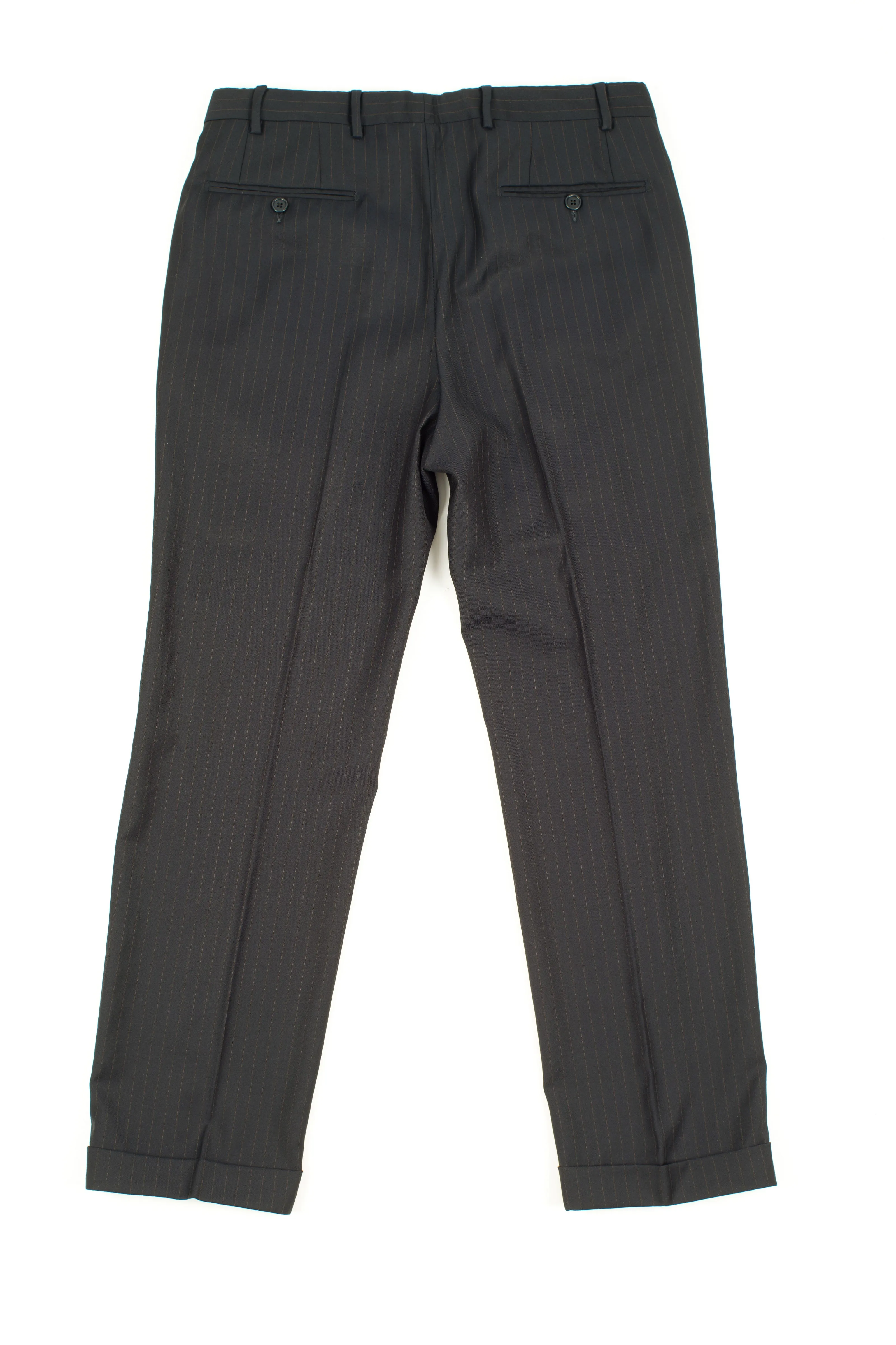 Lardini Super 130's Wool Navy Blue and Copper Striped 2 Pieces Suit, US 36R, EU 46R