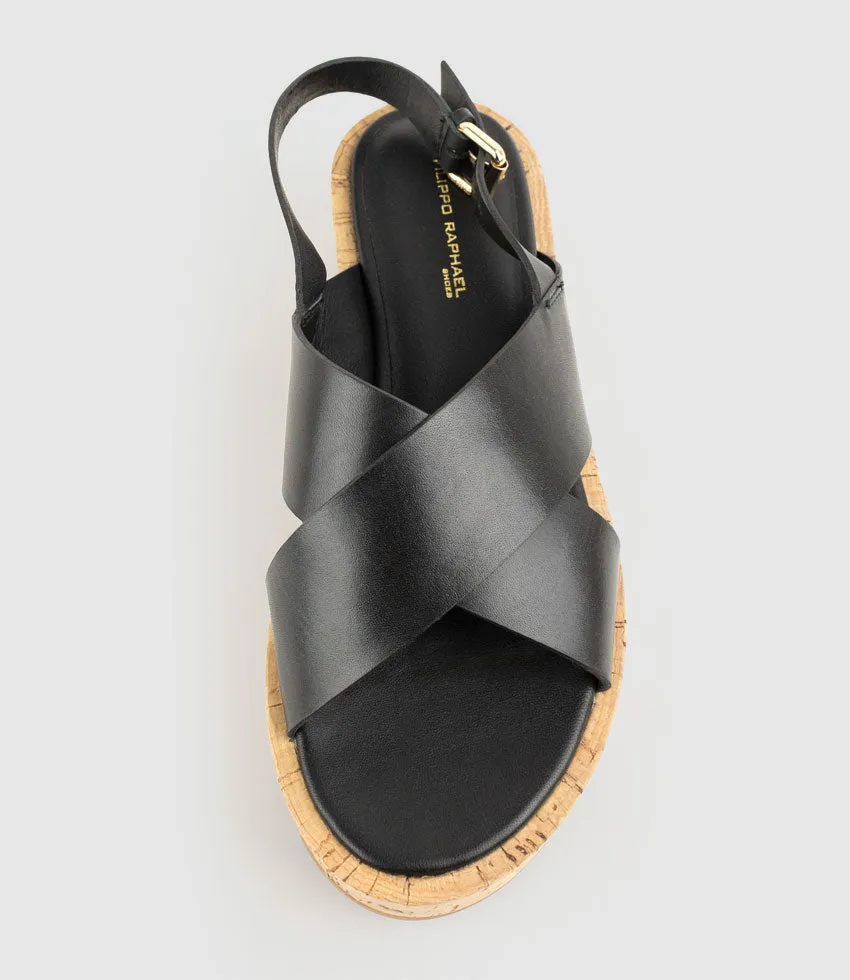 LESSA Crossover Sandal on Unit in Black