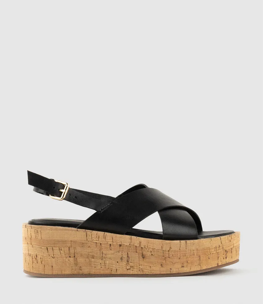 LESSA Crossover Sandal on Unit in Black