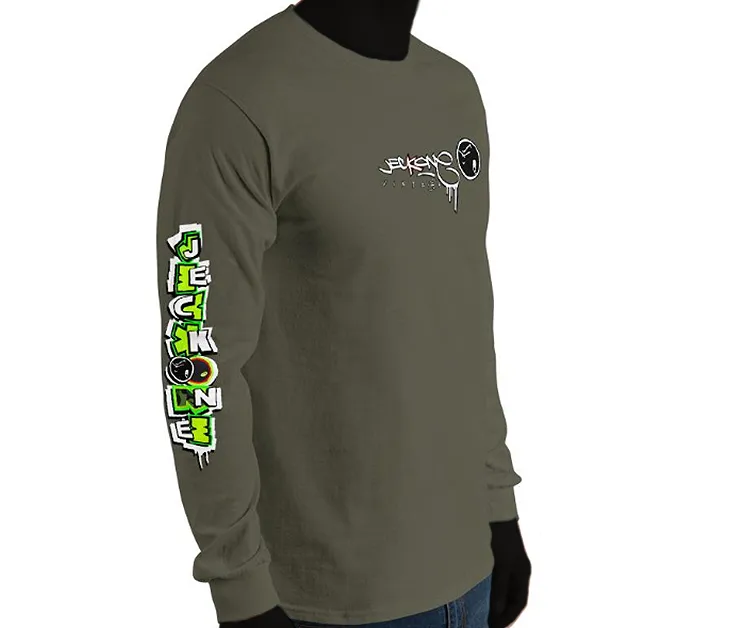 LONG SLEEVE TEE (uniSex): GreenNeonCamoDrip -flipped