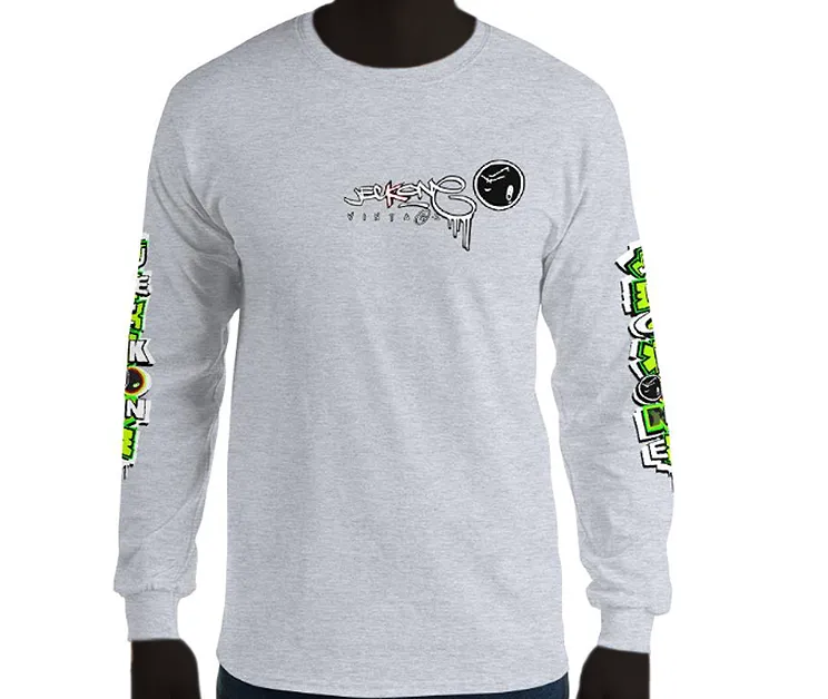 LONG SLEEVE TEE (uniSex): GreenNeonCamoDrip -flipped
