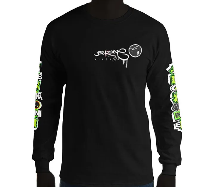 LONG SLEEVE TEE (uniSex): GreenNeonCamoDrip -flipped