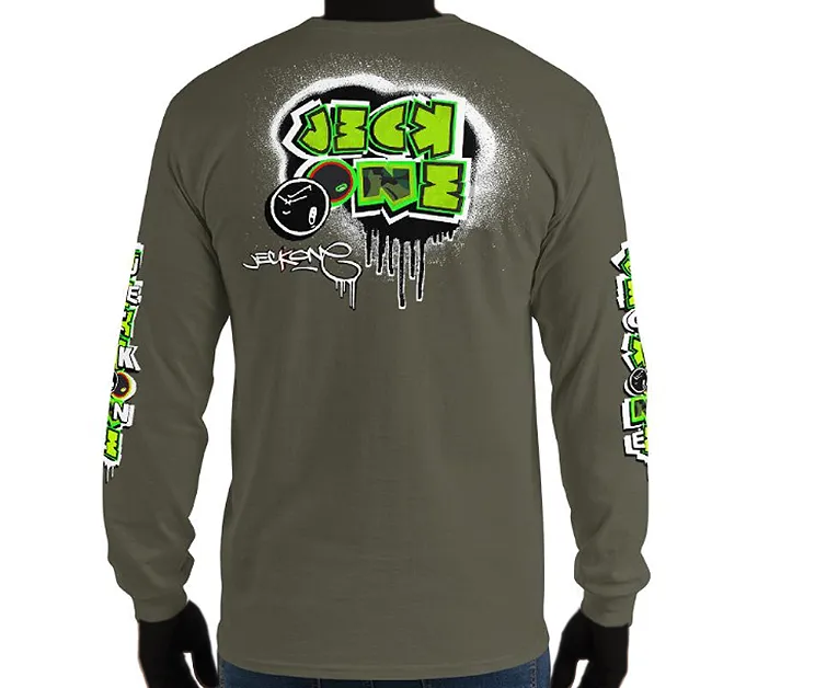 LONG SLEEVE TEE (uniSex): GreenNeonCamoDrip -flipped