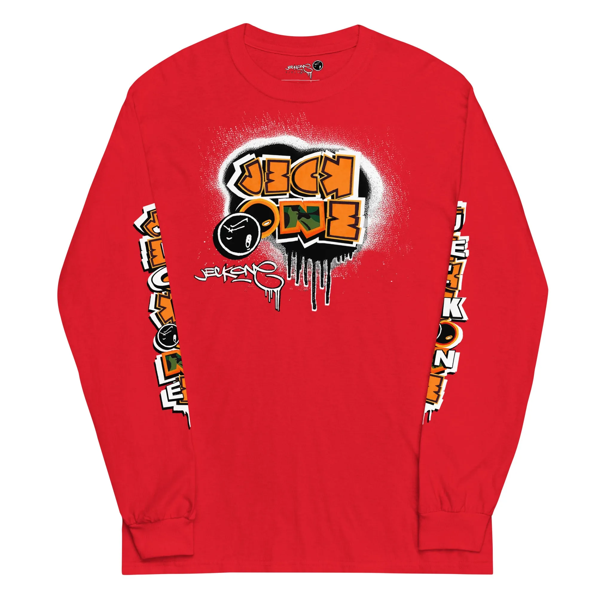 LONG SLEEVE TEE (uniSex): OrangeNeonCamoDrip