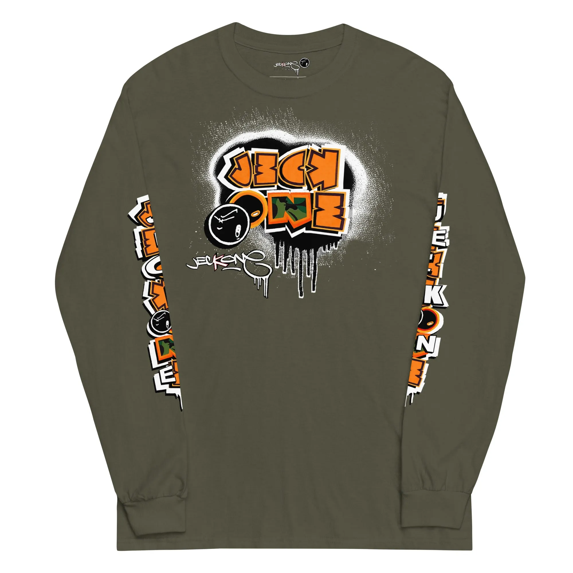 LONG SLEEVE TEE (uniSex): OrangeNeonCamoDrip