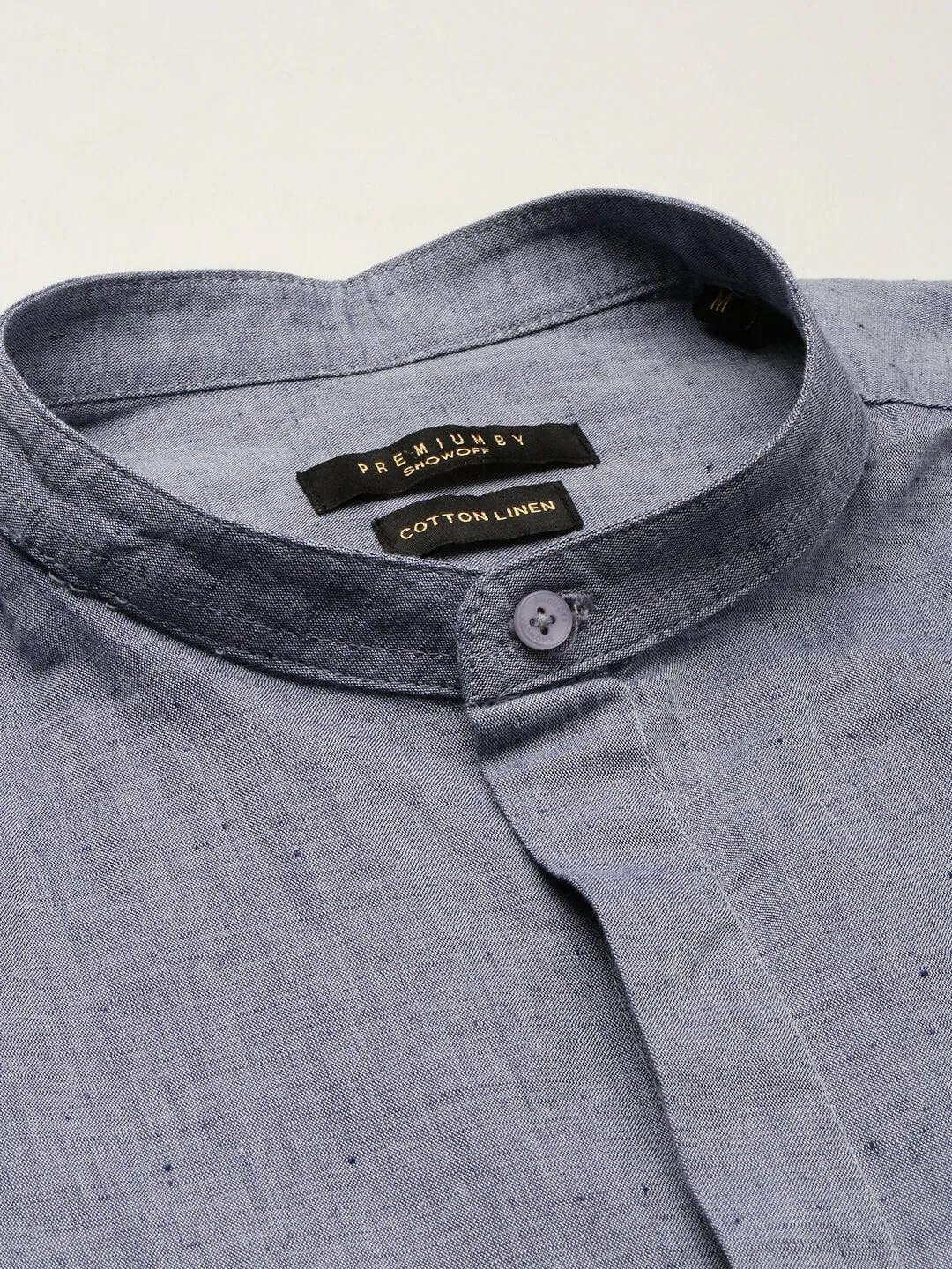 Men Grey Slim Fit Chambray Cotton Casual Shirt