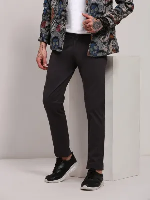 Men Grey Solid Cotton Trousers