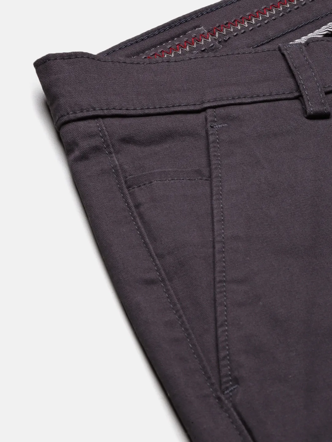 Men Grey Solid Cotton Trousers
