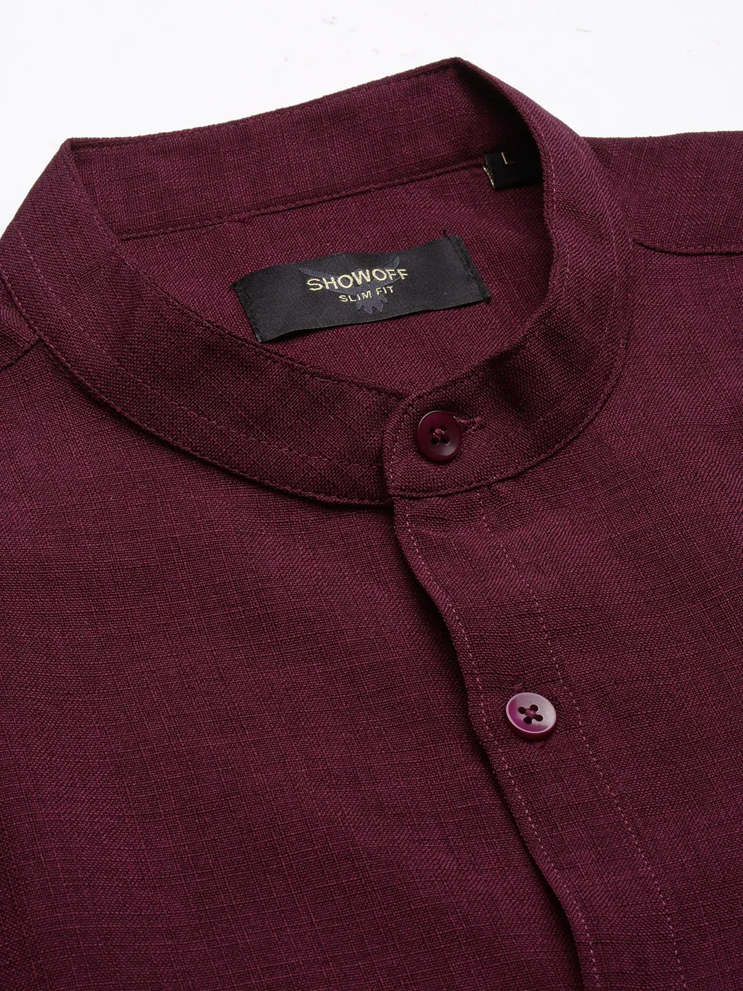 Men Maroon Solid Casual Slim Fit Shirt