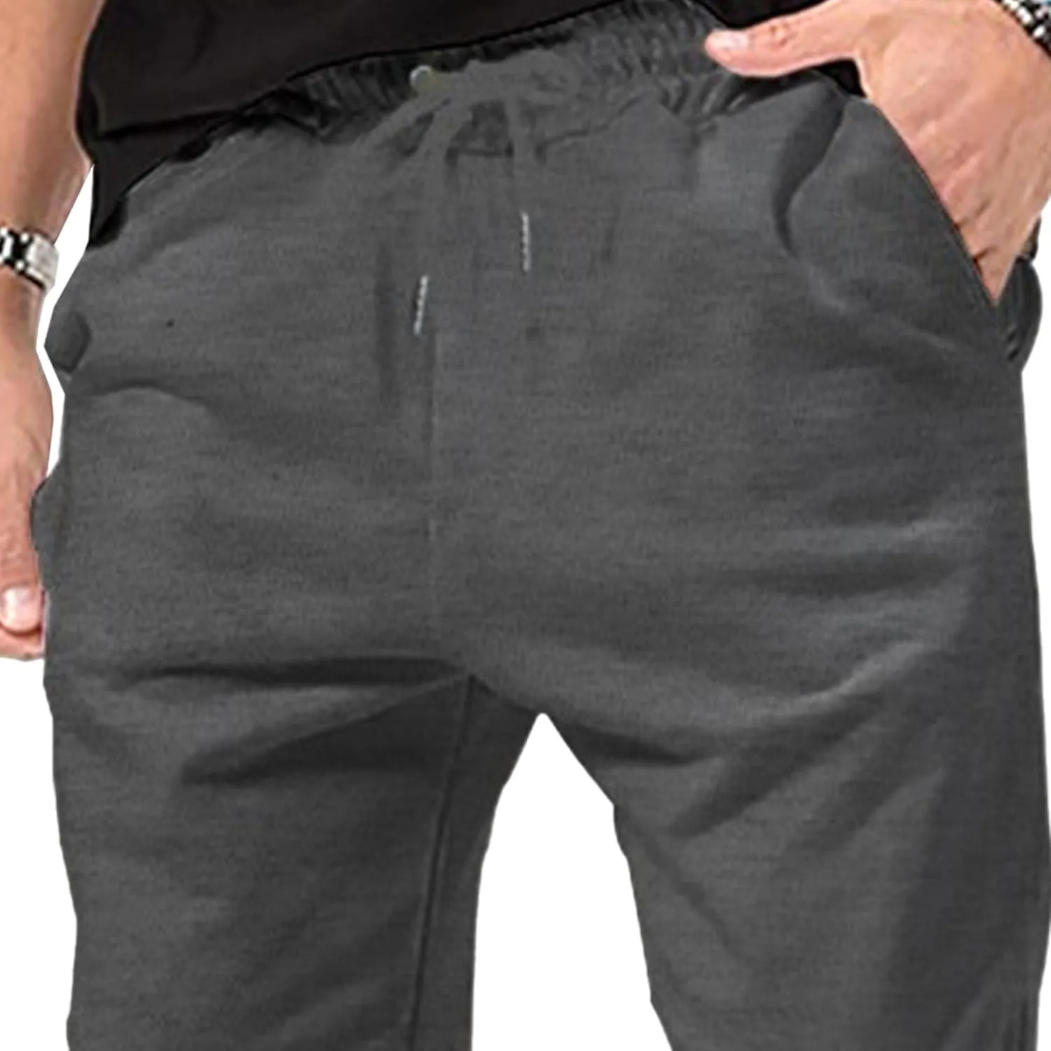 Men's Basic Casual Comfort Joggers Pants Drawstring Solid Outdoor Trousers Lightweight Athletic Hiking Pants