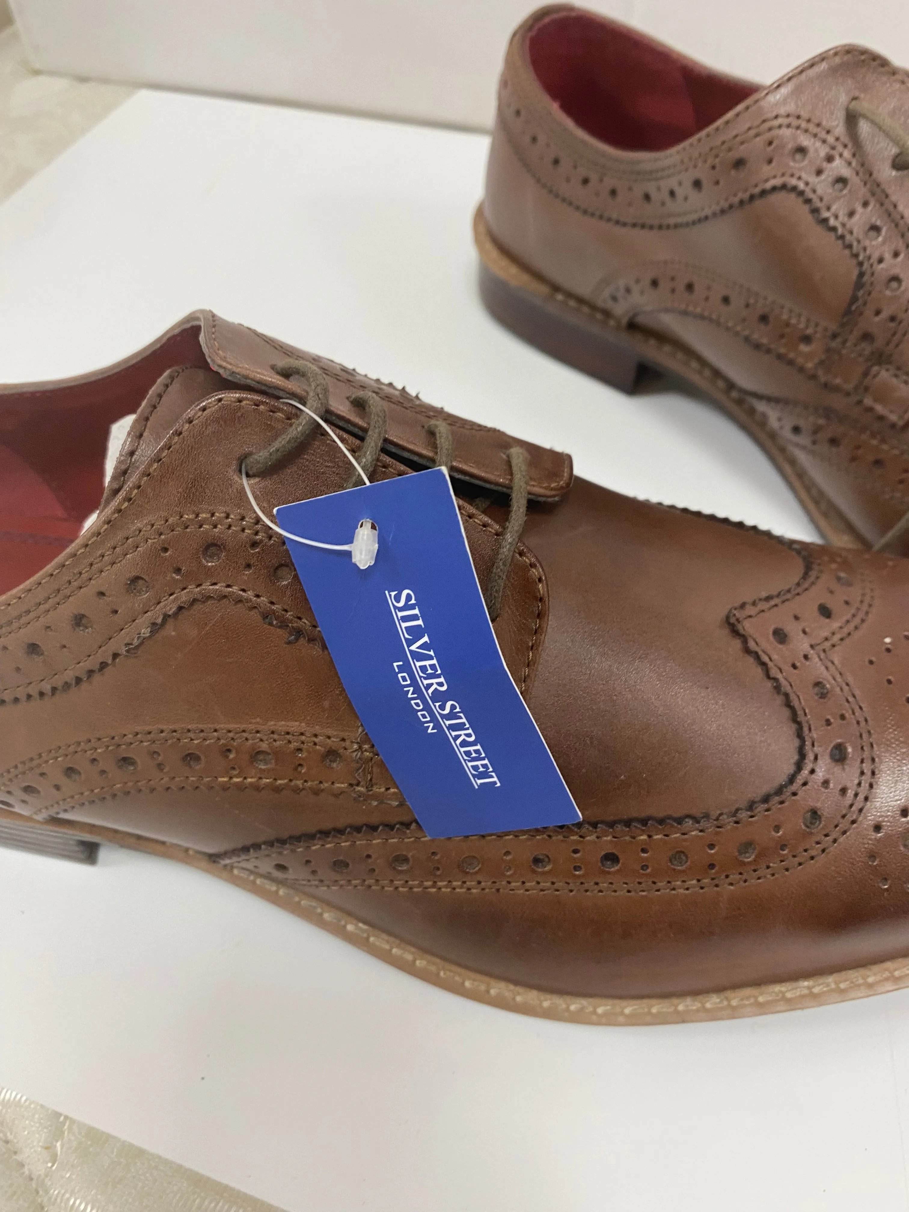 Mens Brown Leather Brogues Shoes Silver Street London Size 11 New in Box