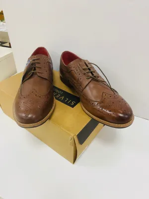 Mens Brown Leather Brogues Shoes Silver Street London Size 11 New in Box