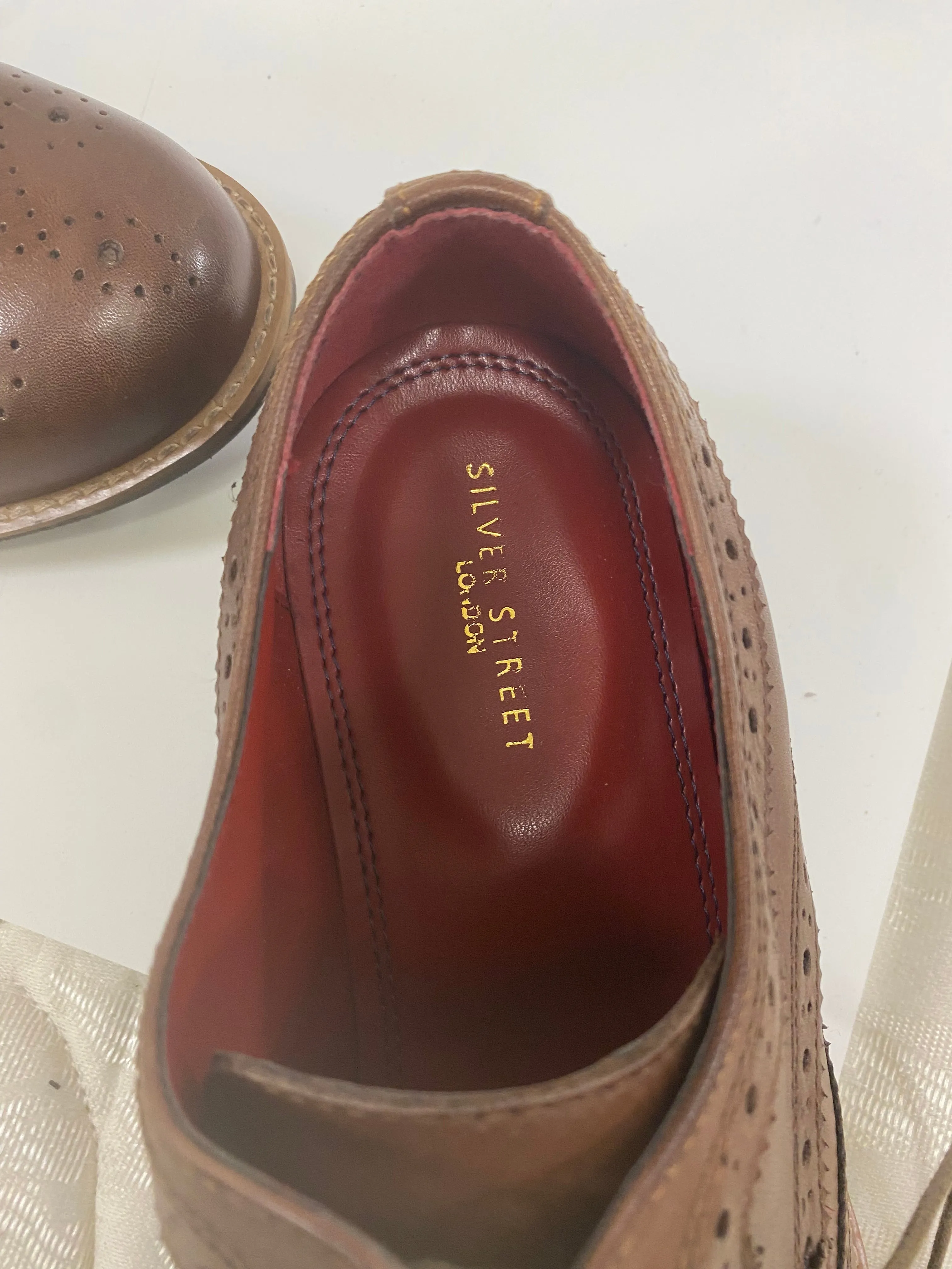 Mens Brown Leather Brogues Shoes Silver Street London Size 11 New in Box