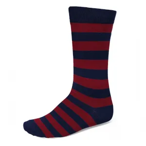 Men's Burgundy and Navy Blue Striped Socks