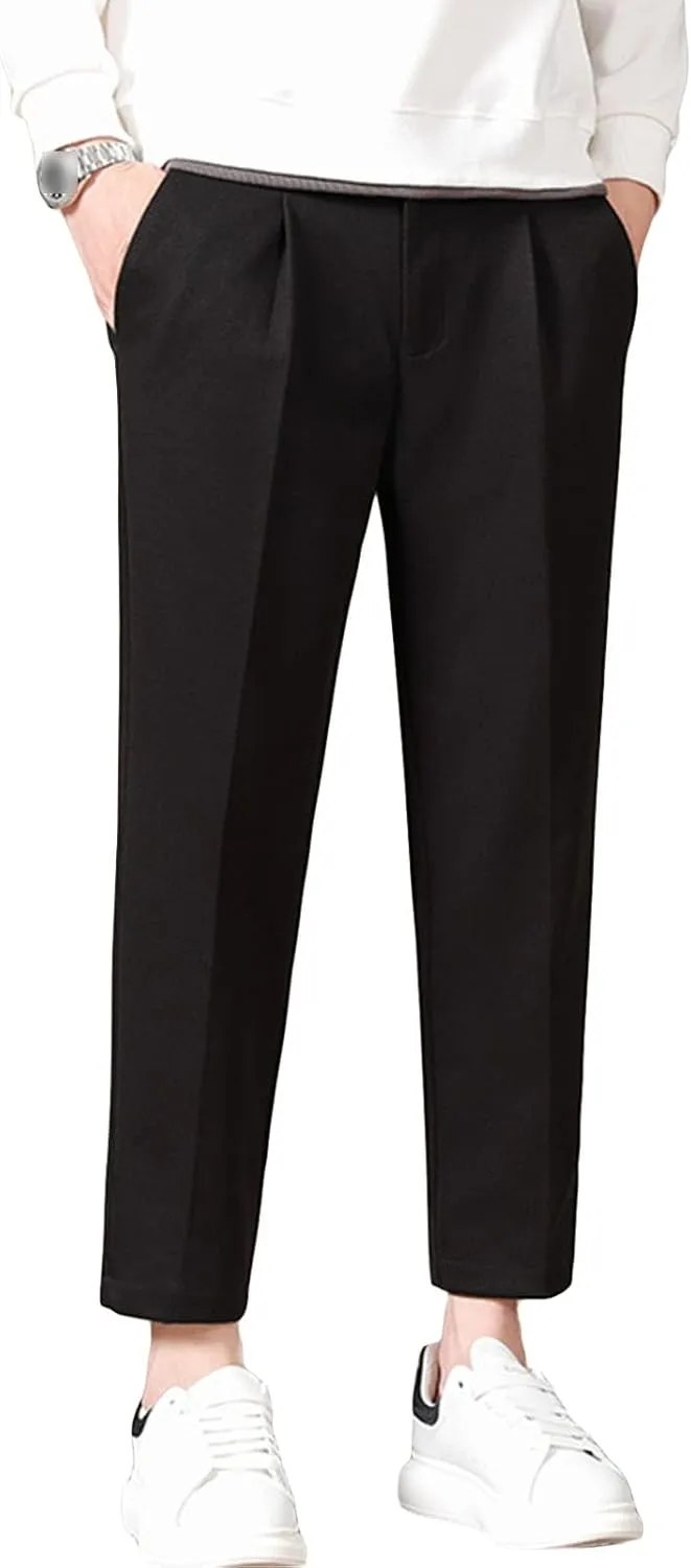 Men's Flex Flat Front Straight Fit Pant Skinny-Fit Wrinkle-Free Business Comfort Stretch Dress Chino Pant