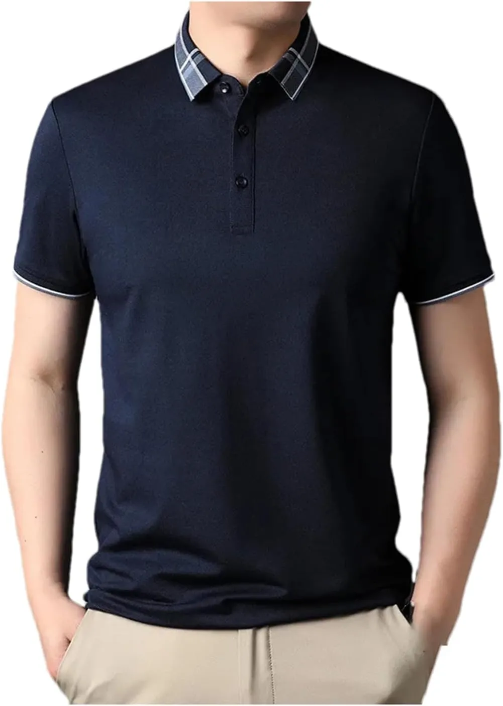 Mnjyihy Men's Summer Short Sleeve Polo Shirt Solid Regular-Fit Cotton Quick-Dry Casual Golf Shirt