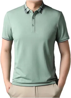 Mnjyihy Men's Summer Short Sleeve Polo Shirt Solid Regular-Fit Cotton Quick-Dry Casual Golf Shirt