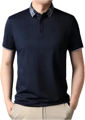 Mnjyihy Men's Summer Short Sleeve Polo Shirt Solid Regular-Fit Cotton Quick-Dry Casual Golf Shirt