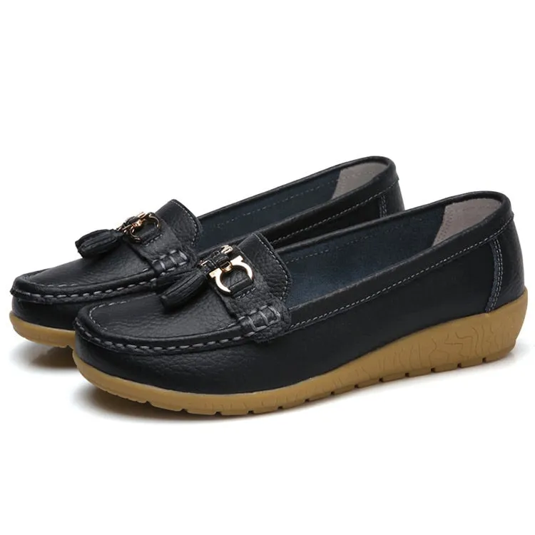 Nanccy Women Flats Ballet Leather Breathable  Casual  Shoes