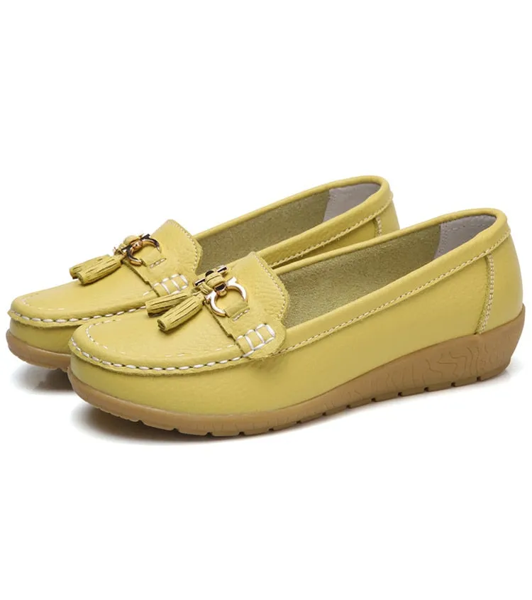 Nanccy Women Flats Ballet Leather Breathable  Casual  Shoes