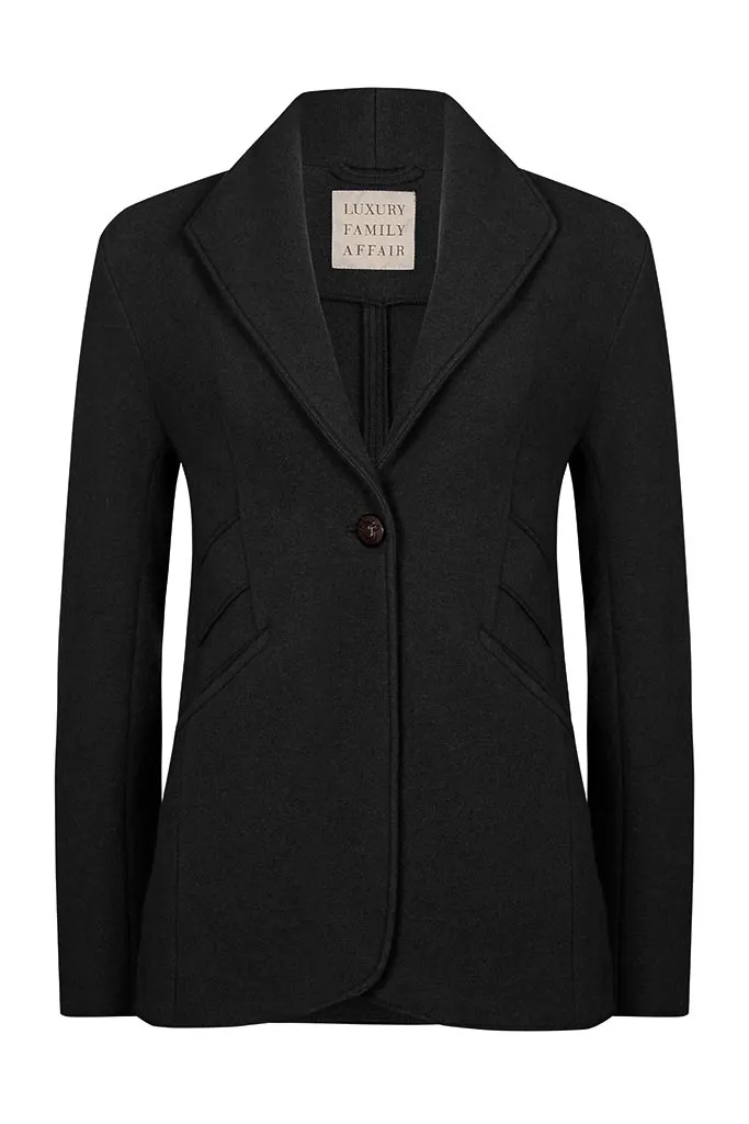 NEW YORK Black Wool Cashmere Travel Blazer