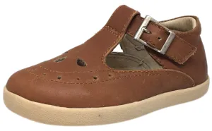 Old Soles Girl's Tea Shoe Tan Leather T-Strap Buckle Mary Jane Shoe