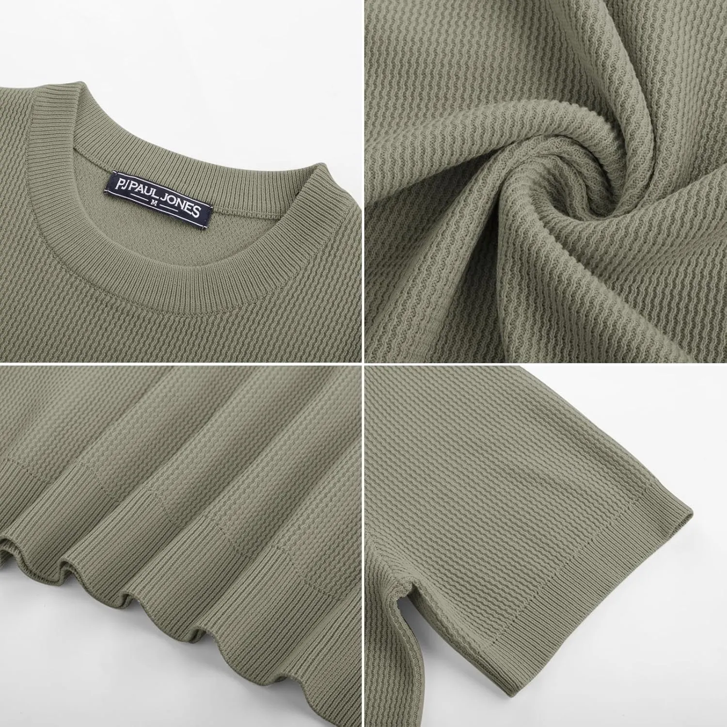 PJ PAUL JONES Mens T-Shirts Knit Short Sleeve Crewneck Shirt Casual Textured Pullover Tees