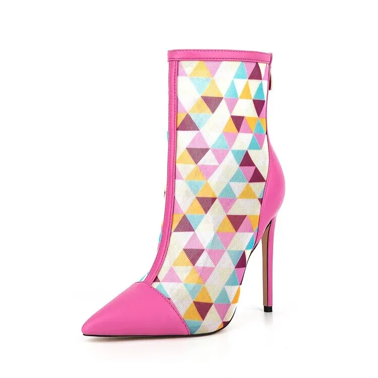 Pointed Toe Mixed Color High Heels