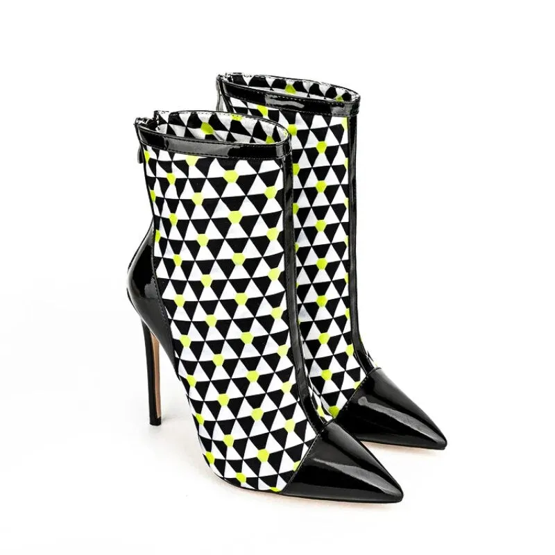 Pointed Toe Mixed Color High Heels