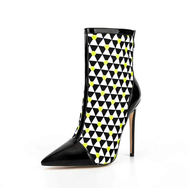Pointed Toe Mixed Color High Heels