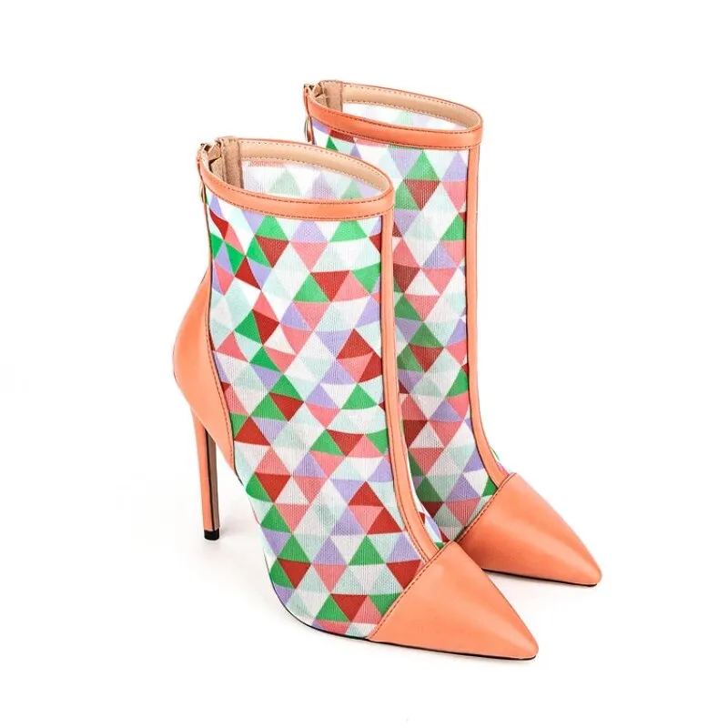 Pointed Toe Mixed Color High Heels