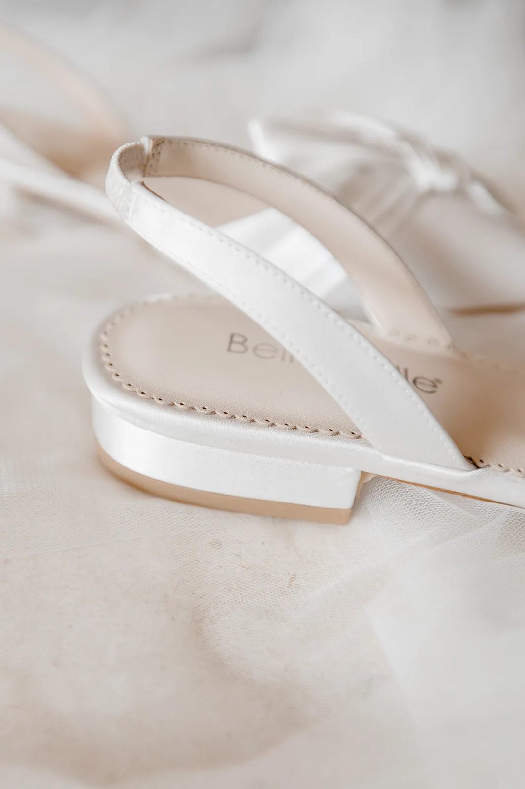 Reilly - Ivory Slingback D'Orsay Bridal Flats with Bow