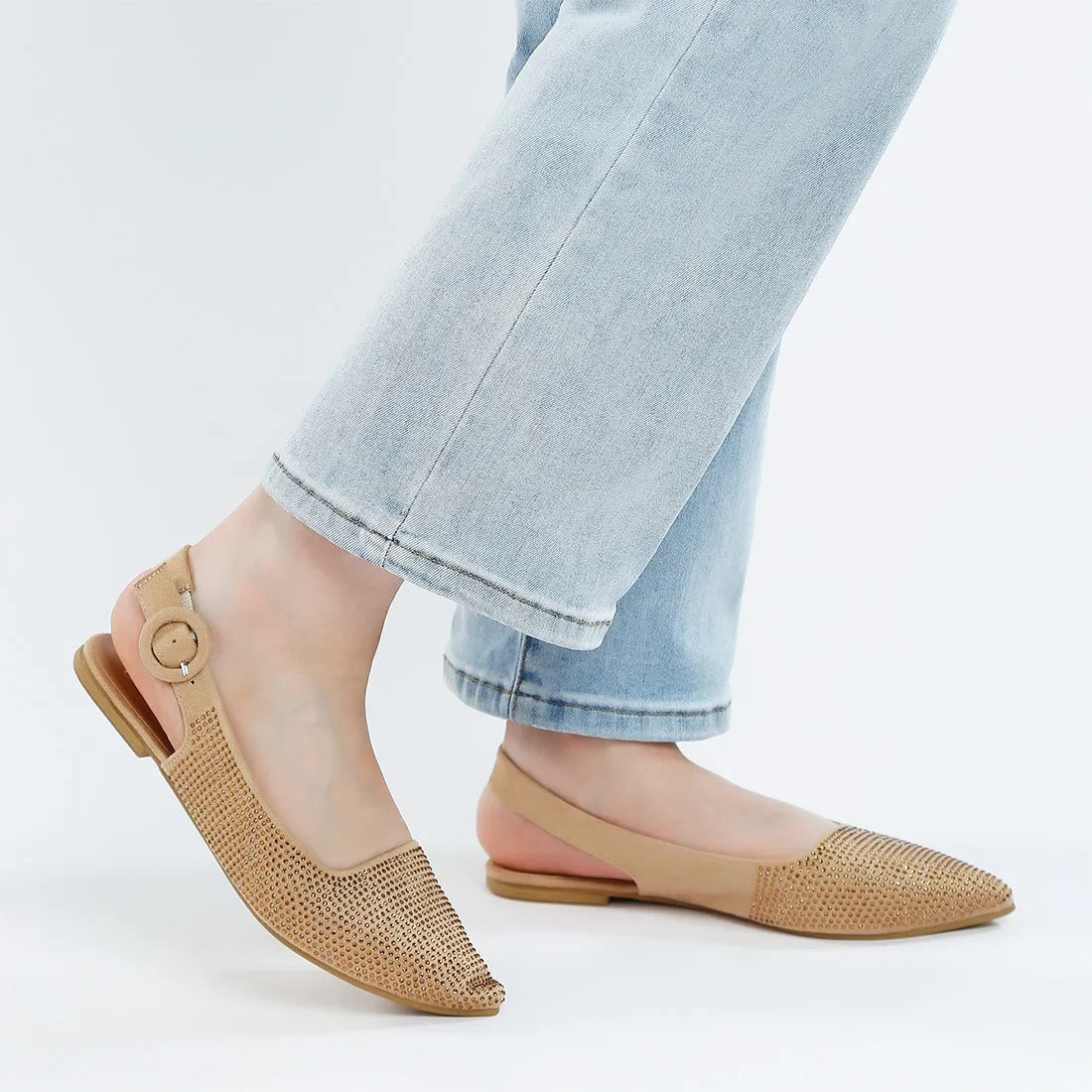 Rhinestones Embellished Slingback Mules