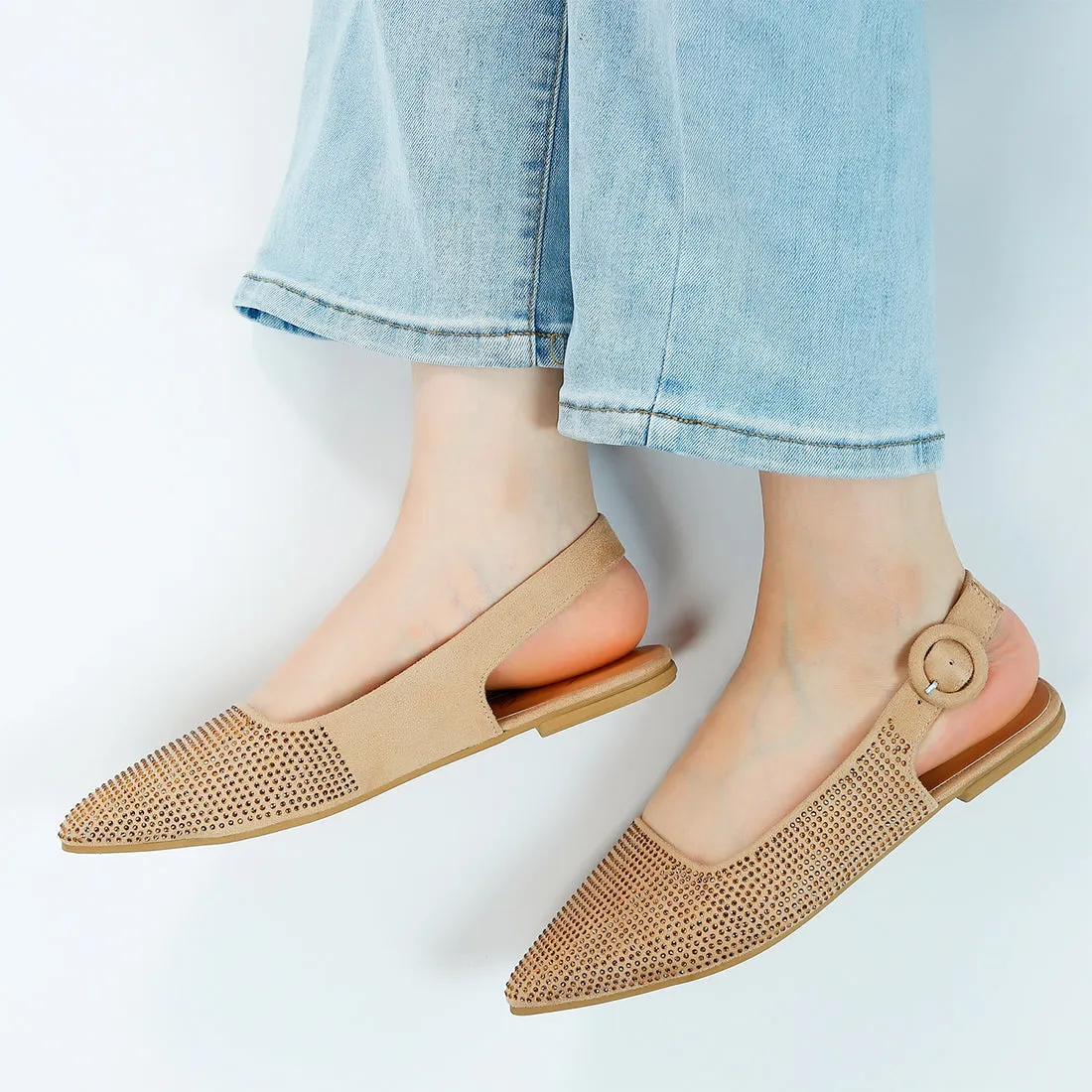 Rhinestones Embellished Slingback Mules