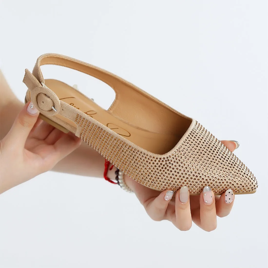 Rhinestones Embellished Slingback Mules