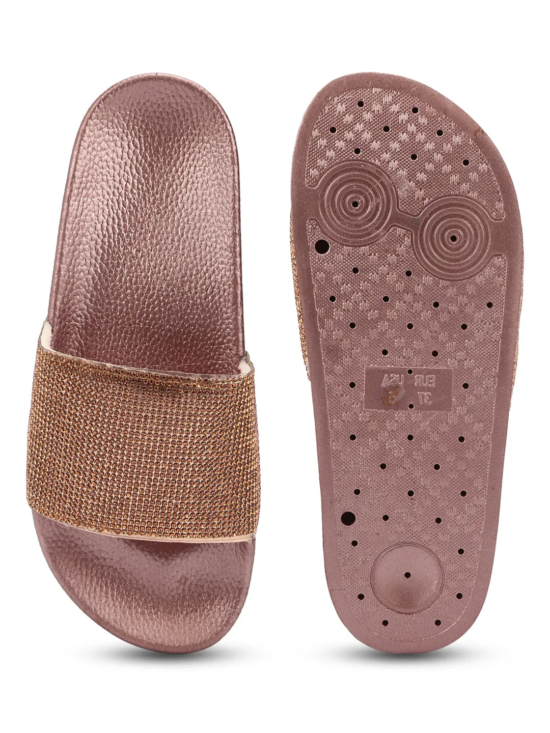 Rose Gold Diamante Flats