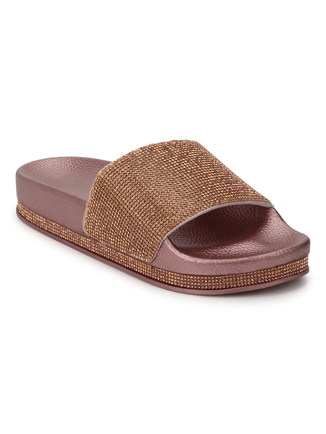 Rose Gold Diamante Flats