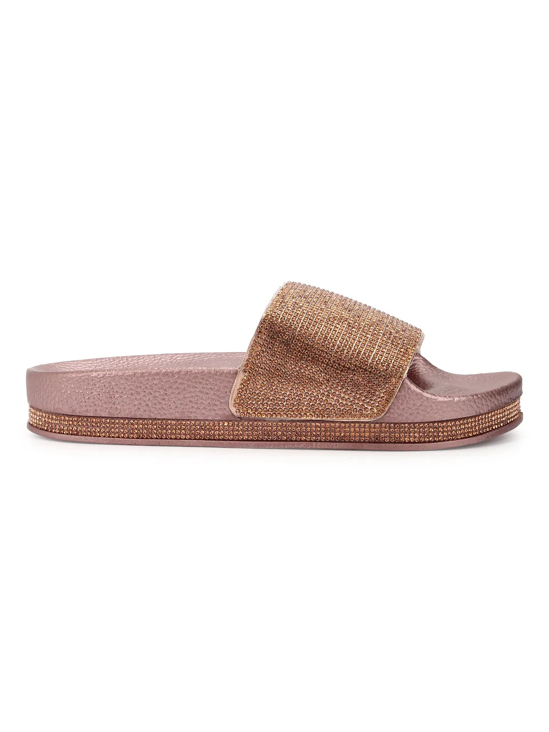Rose Gold Diamante Flats