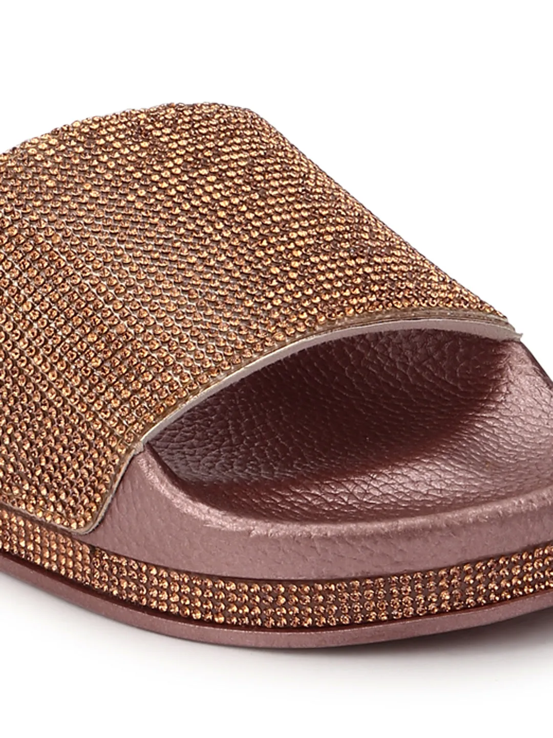 Rose Gold Diamante Flats