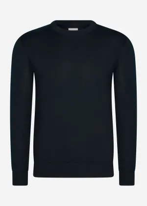 Signature merino crew - black
