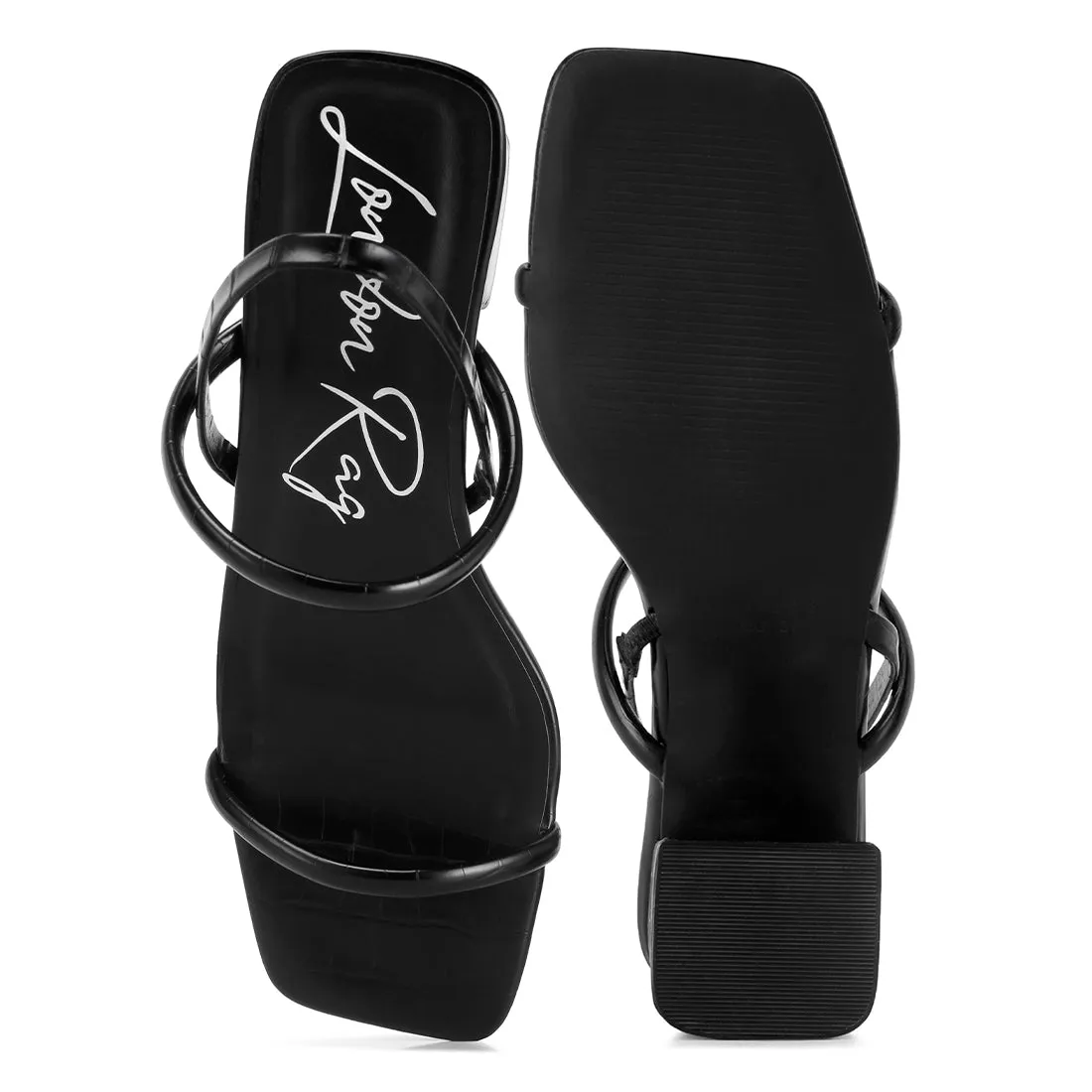Sling Back Slip On Block Heel Sandals
