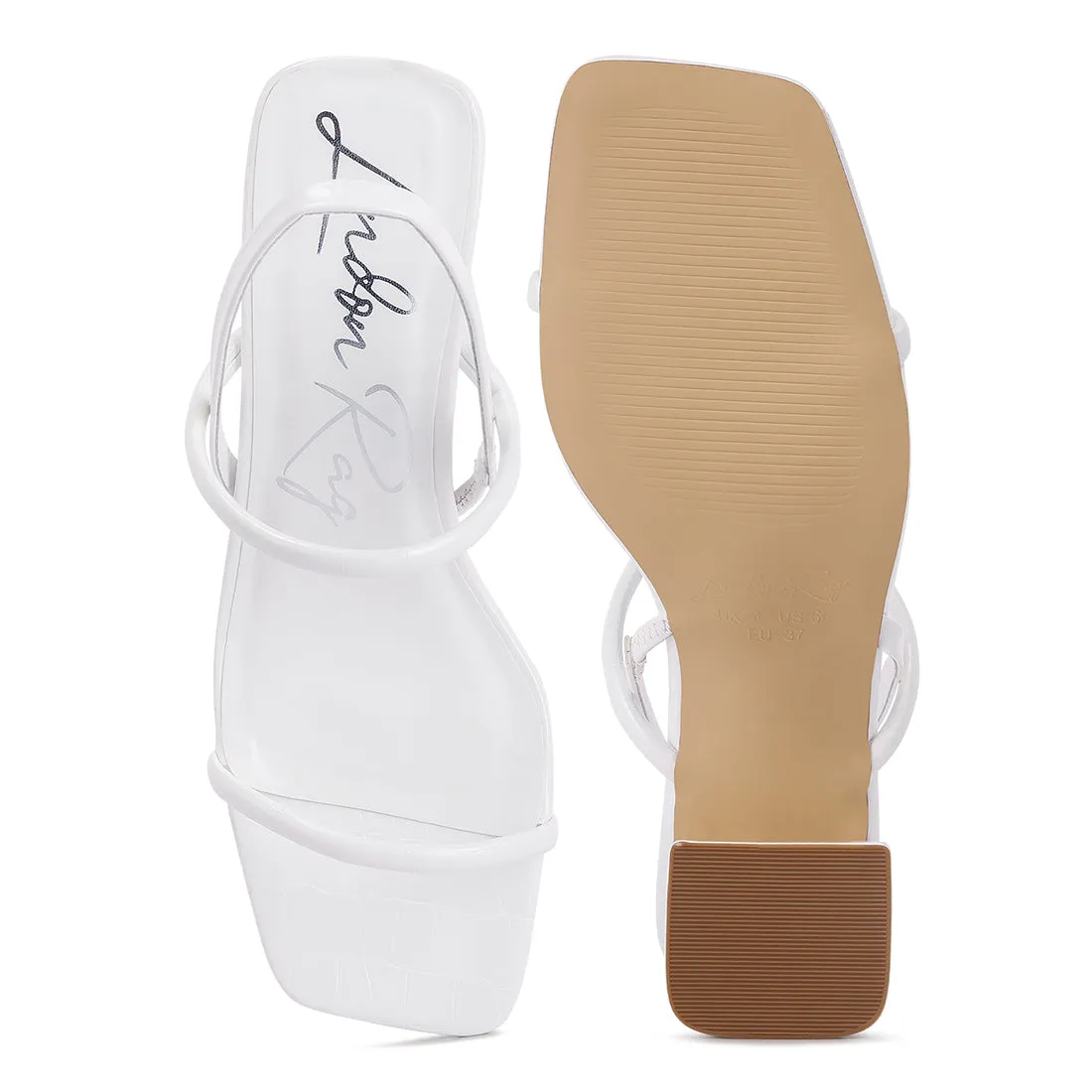 Sling Back Slip On Block Heel Sandals