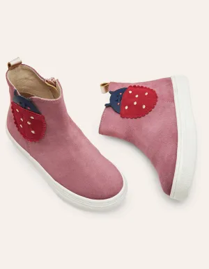 Suede Novelty Boots-Bright Pink Ladybird