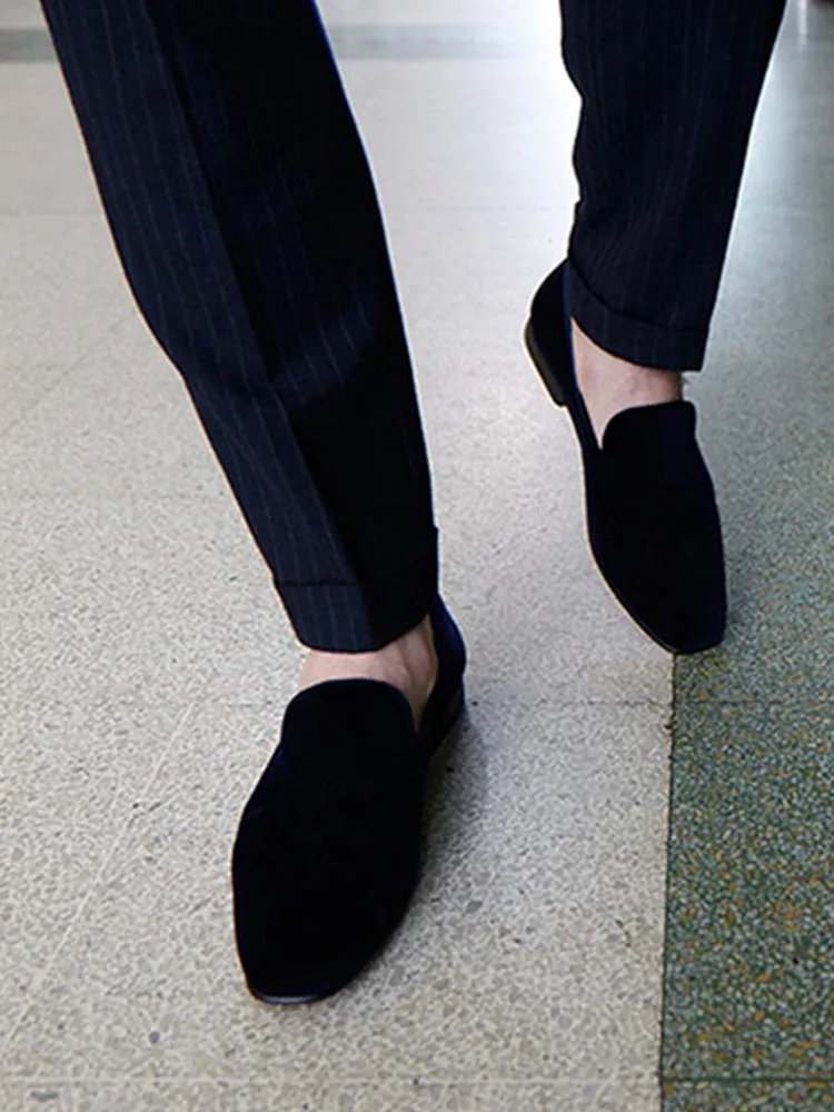Summer genuine leather breathable lining European and American classic men's velvet loafers fashion party trendy red sole shoes for men