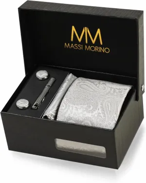 Ties for Men Set with Pocket Square Cufflink and Tie Clip | Necktie Handkerchief in Gift Box for Wedding and Business