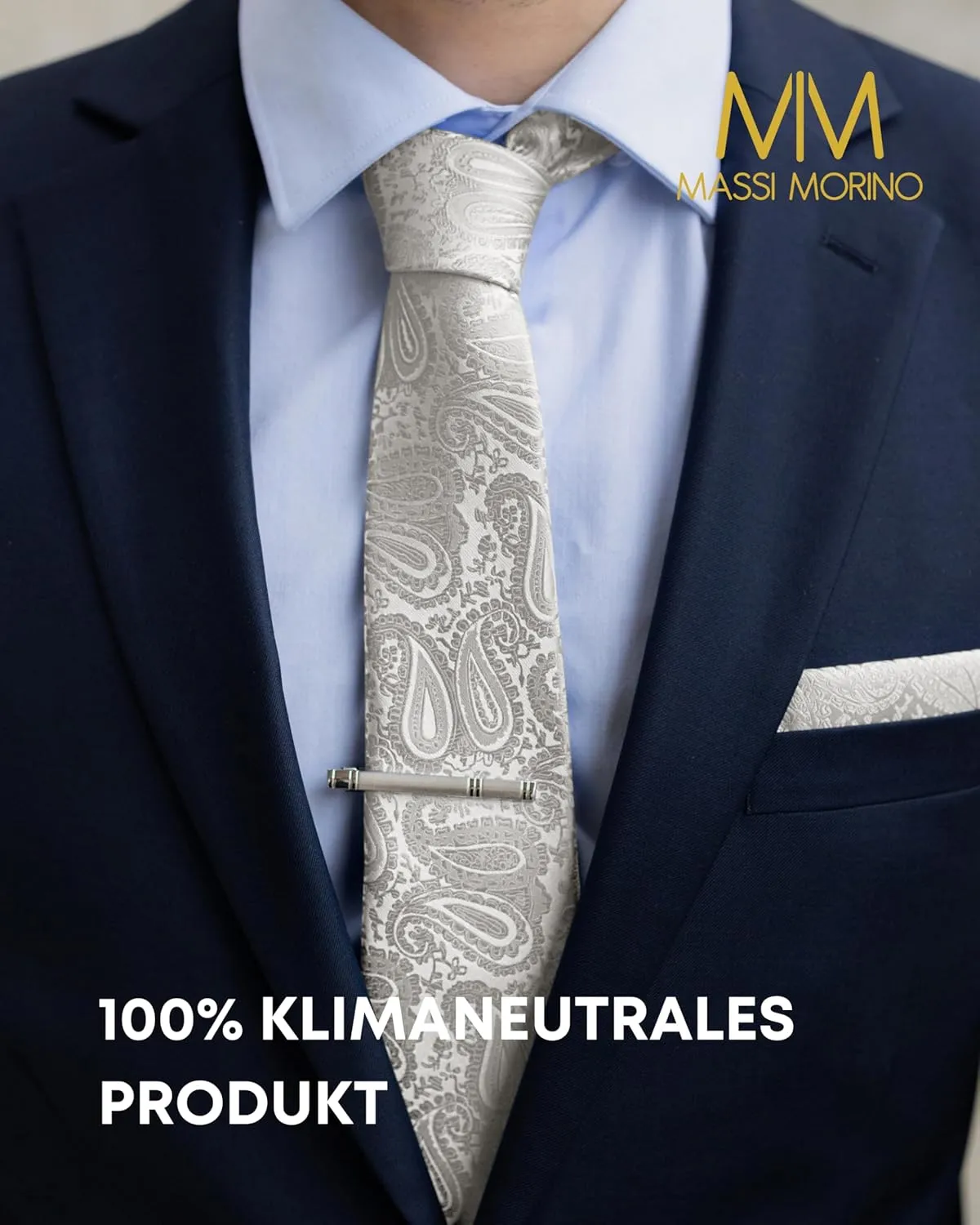 Ties for Men Set with Pocket Square Cufflink and Tie Clip | Necktie Handkerchief in Gift Box for Wedding and Business