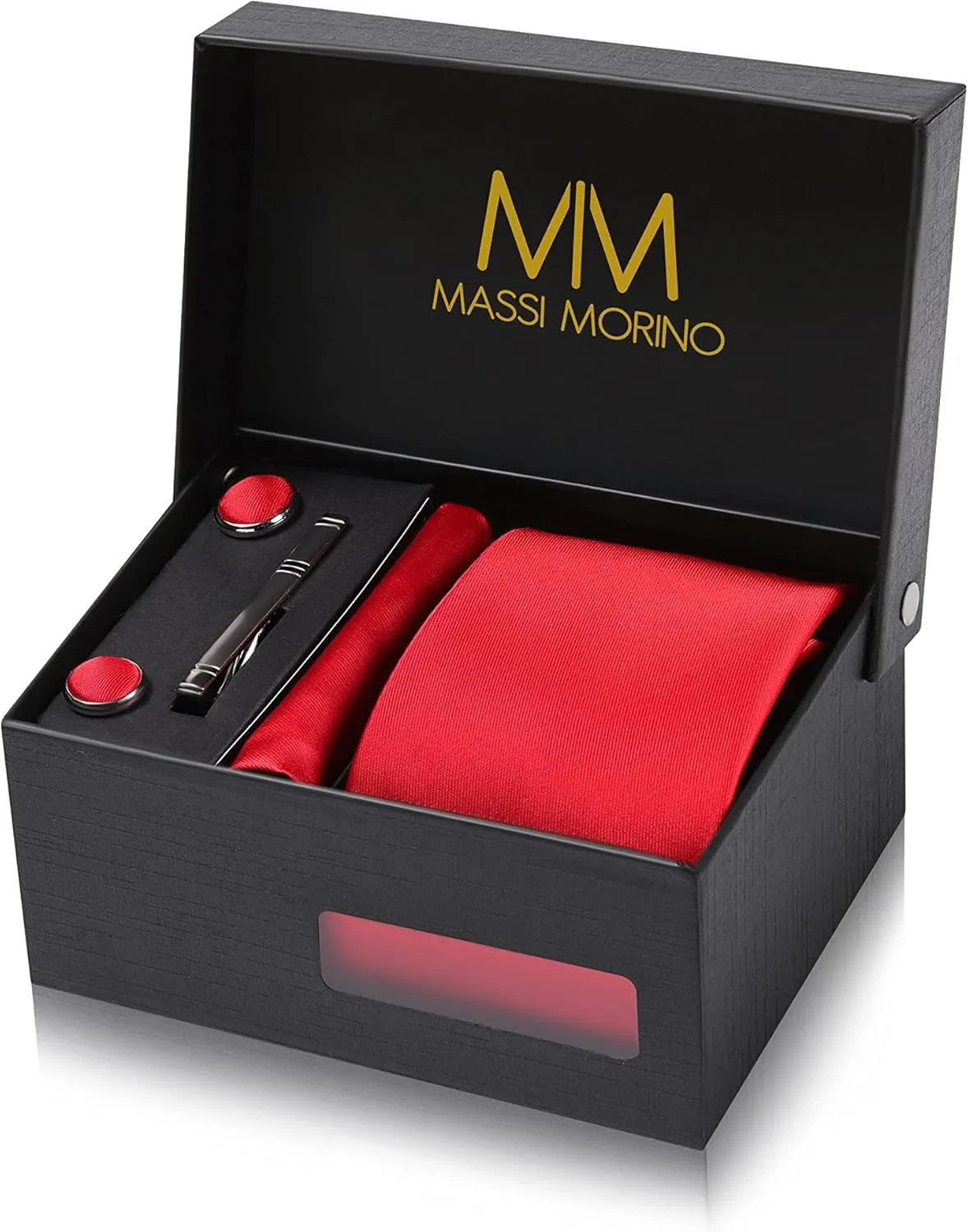Ties for Men Set with Pocket Square Cufflink and Tie Clip | Necktie Handkerchief in Gift Box for Wedding and Business