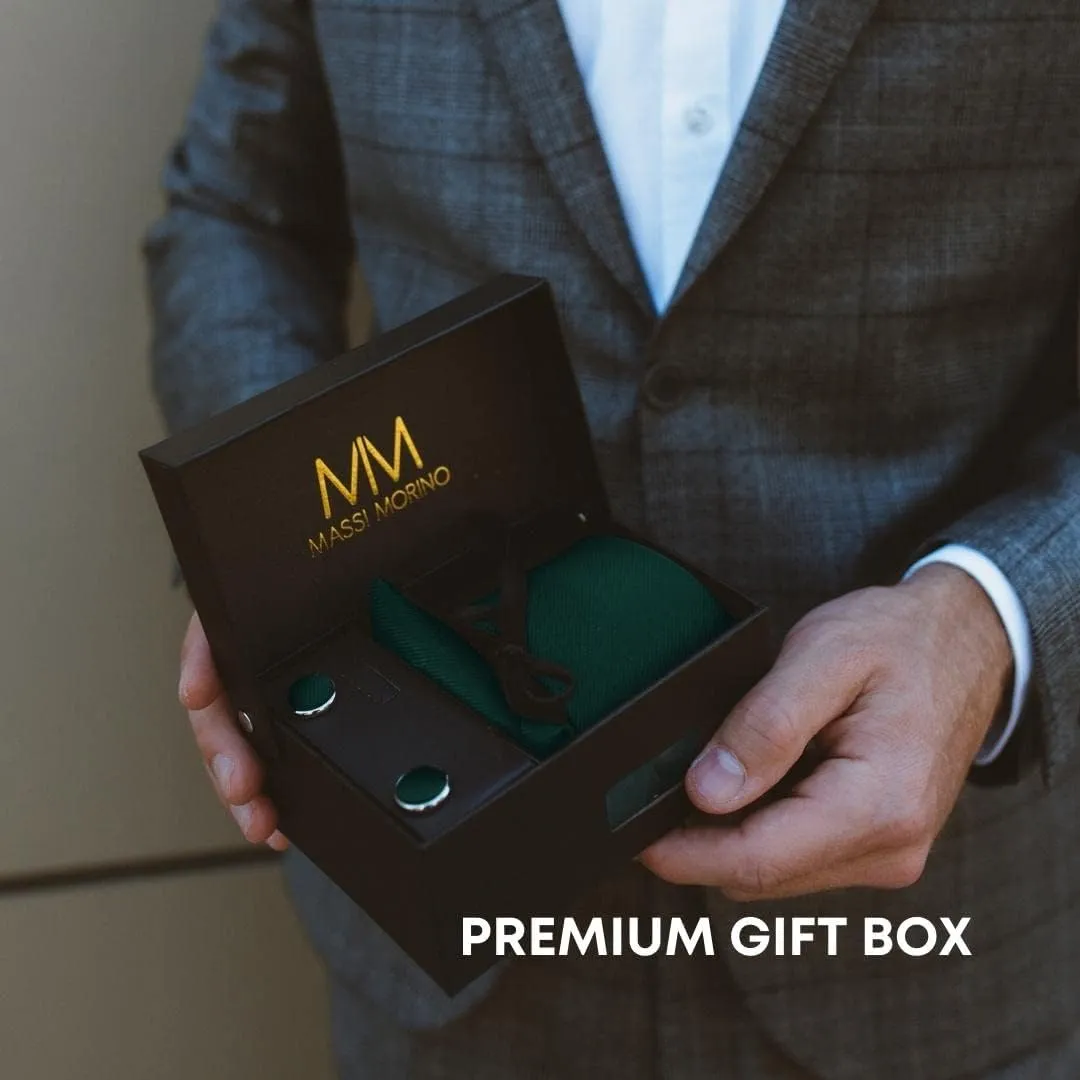 Ties for Men Set with Pocket Square Cufflink and Tie Clip | Necktie Handkerchief in Gift Box for Wedding and Business