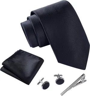 Ties for Men Set with Pocket Square Cufflink and Tie Clip | Necktie Handkerchief in Gift Box for Wedding and Business
